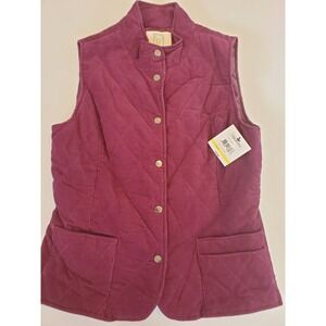 Relativity Womens PM Petite Medium Quilted Corduroy Vest Burgundy NWT